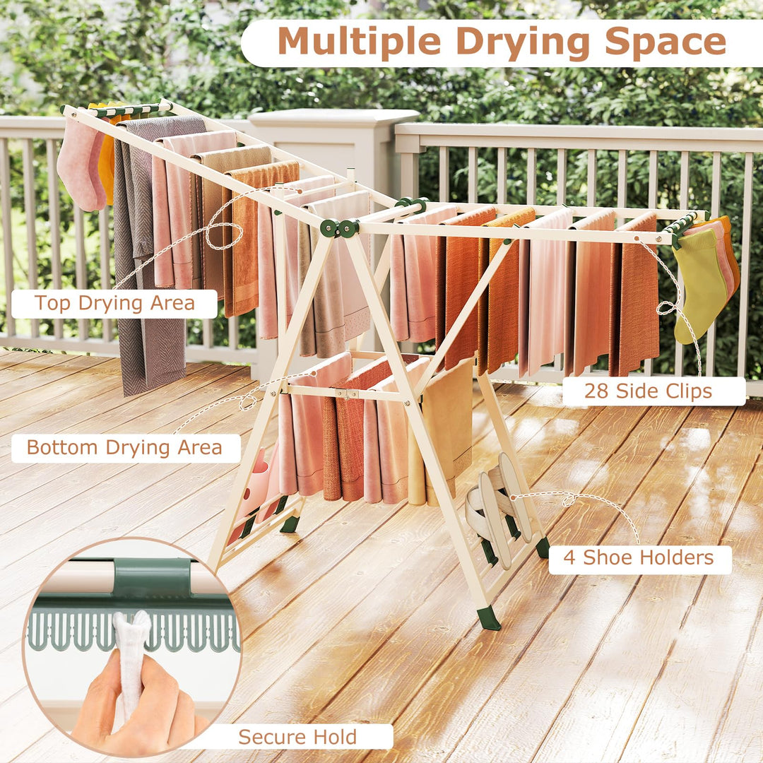 Giantex 64 Inches Clothes Drying Rack with Height Adjustable Wings