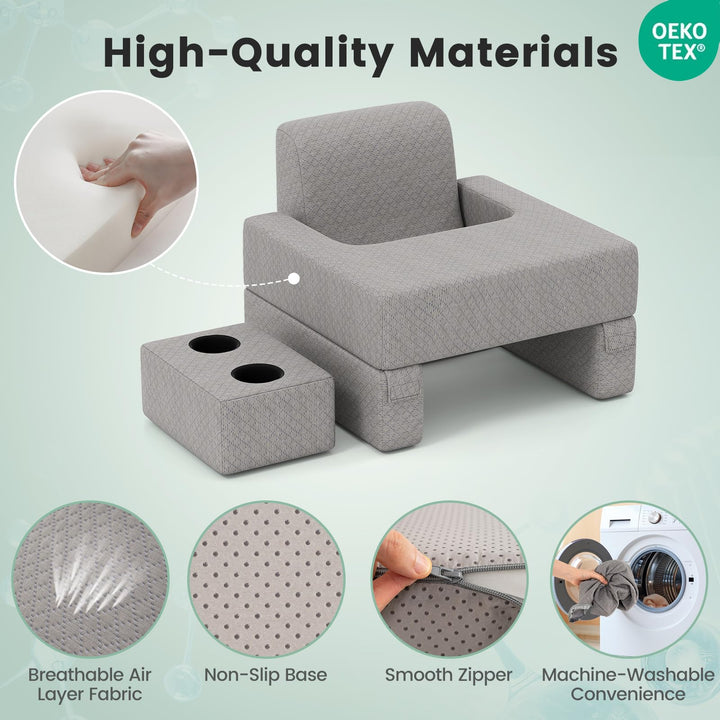 Giantex Reading Pillow for Gaming Extra Large Lap Desk for Laptop with Back Arm Rest & Cup Holder for Adult