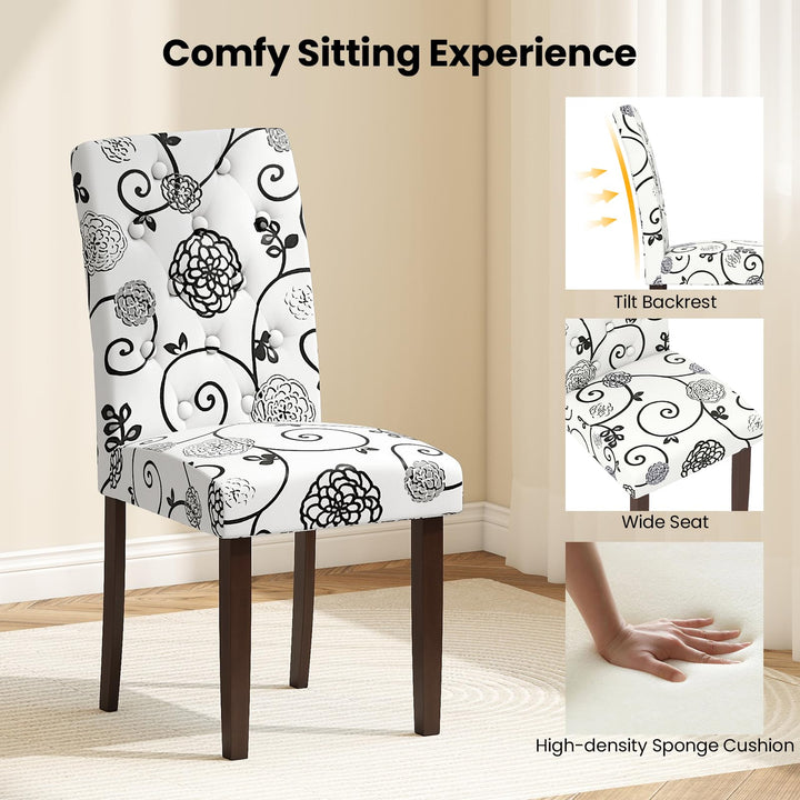 Giantex Tufted Dining Chairs Set of 2/4 Upholstered Kitchen Chairs w/Padded Seat & High Backrest