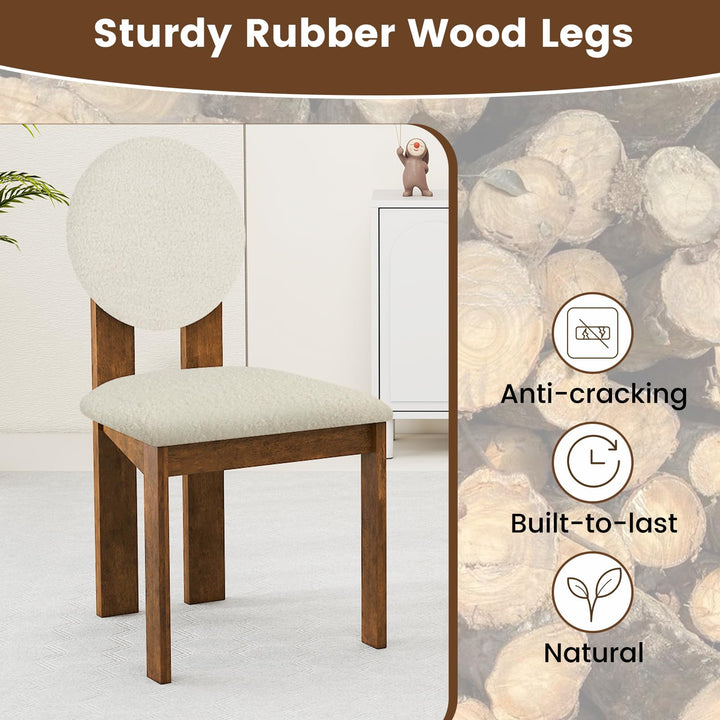 Giantex Sherpa Dining Chairs Set of 2/4 Mid Century Modern Kitchen Chairs w/Rubber Wood Legs