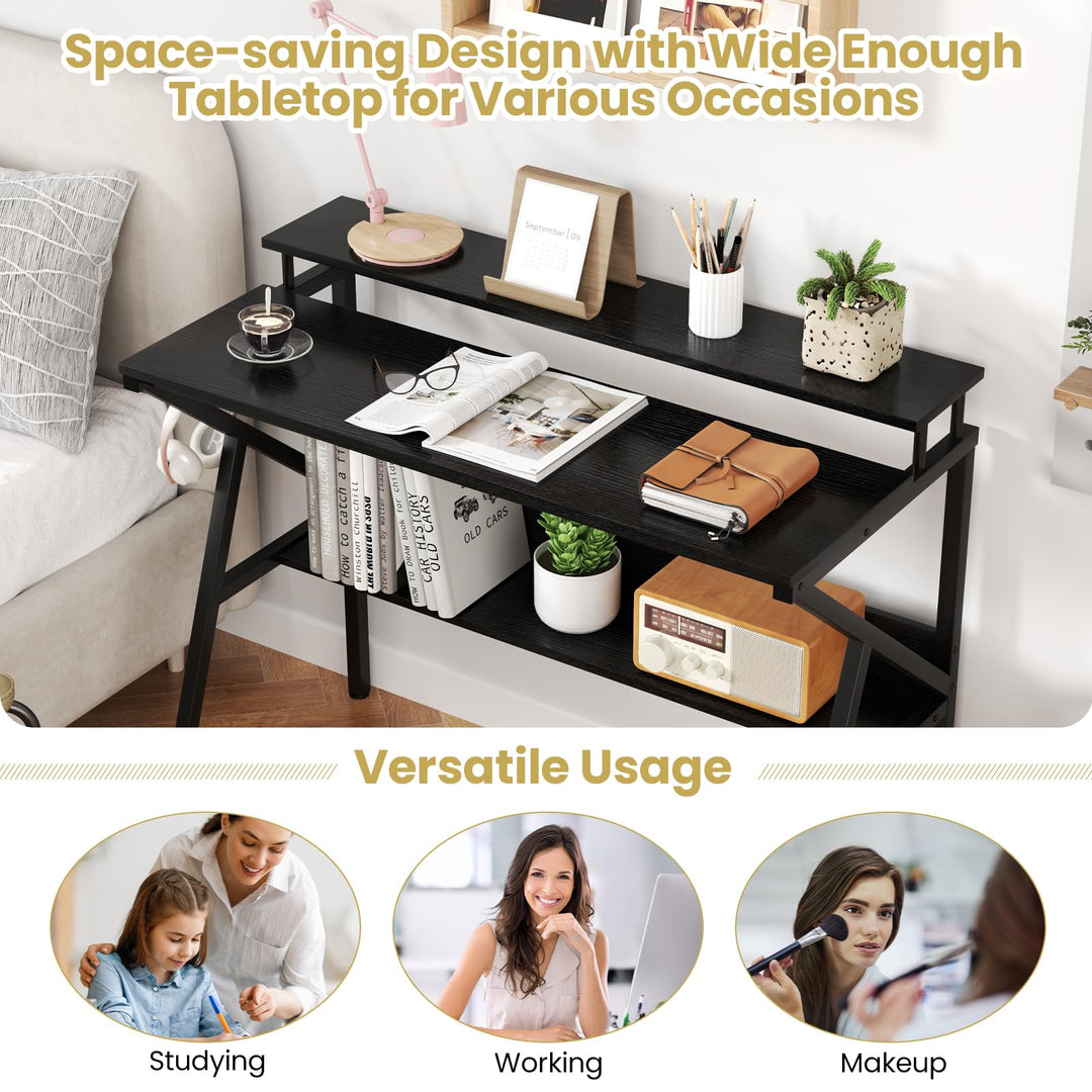 Giantex Space Saving Computer Desk with Monitor Stand and Extra Storage Shelf for Work Study