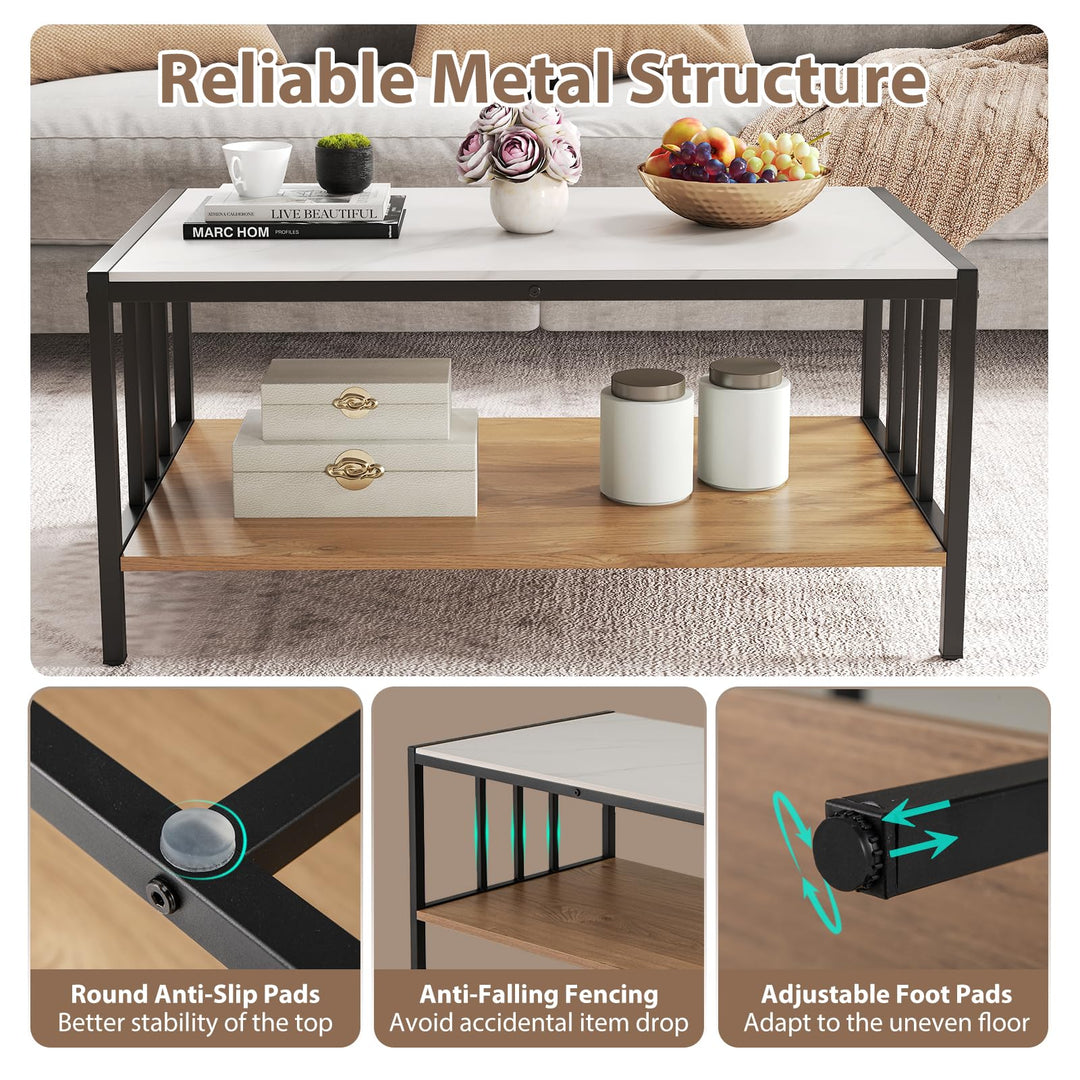 Giantex 2 Tier Coffee Table with Storage for Living Room