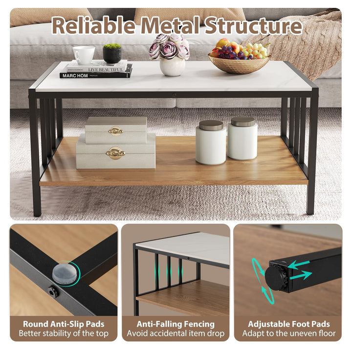 Giantex 2 Tier Coffee Table with Storage for Living Room