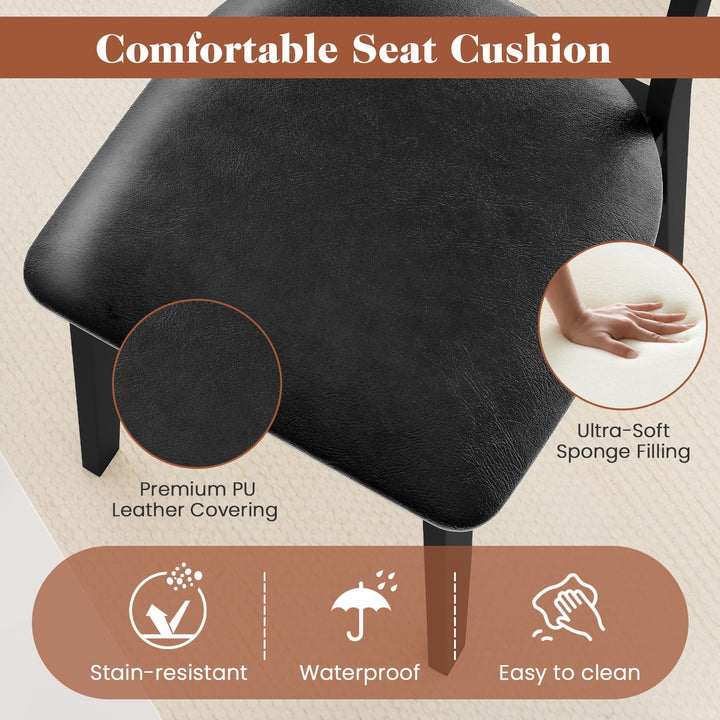 Giantex Wooden Dining Chairs Set of 2/4, PU Leather Upholstered Kitchen Chairs w/Breathable Mesh Cane Backrest