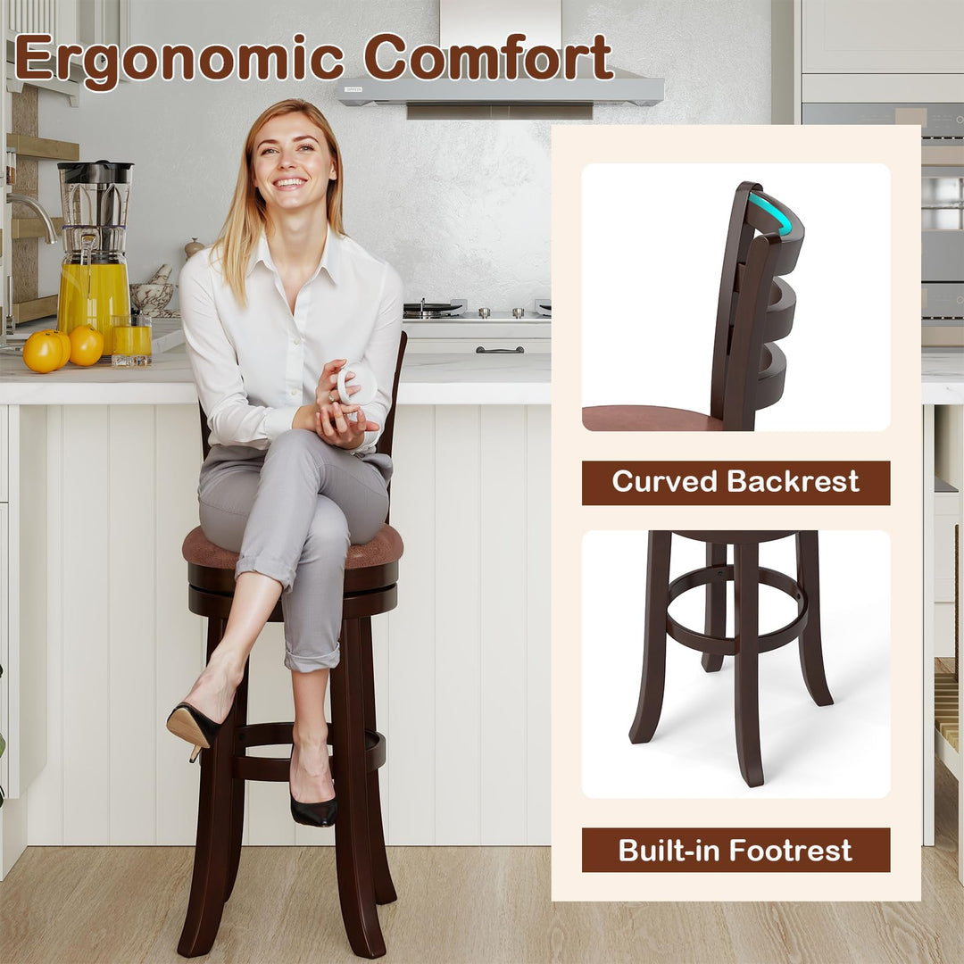 Giantex 30" Counter Height Swivel Barstools Set of 2/4 with Faux Leather Seat and Wrap-around Footrest