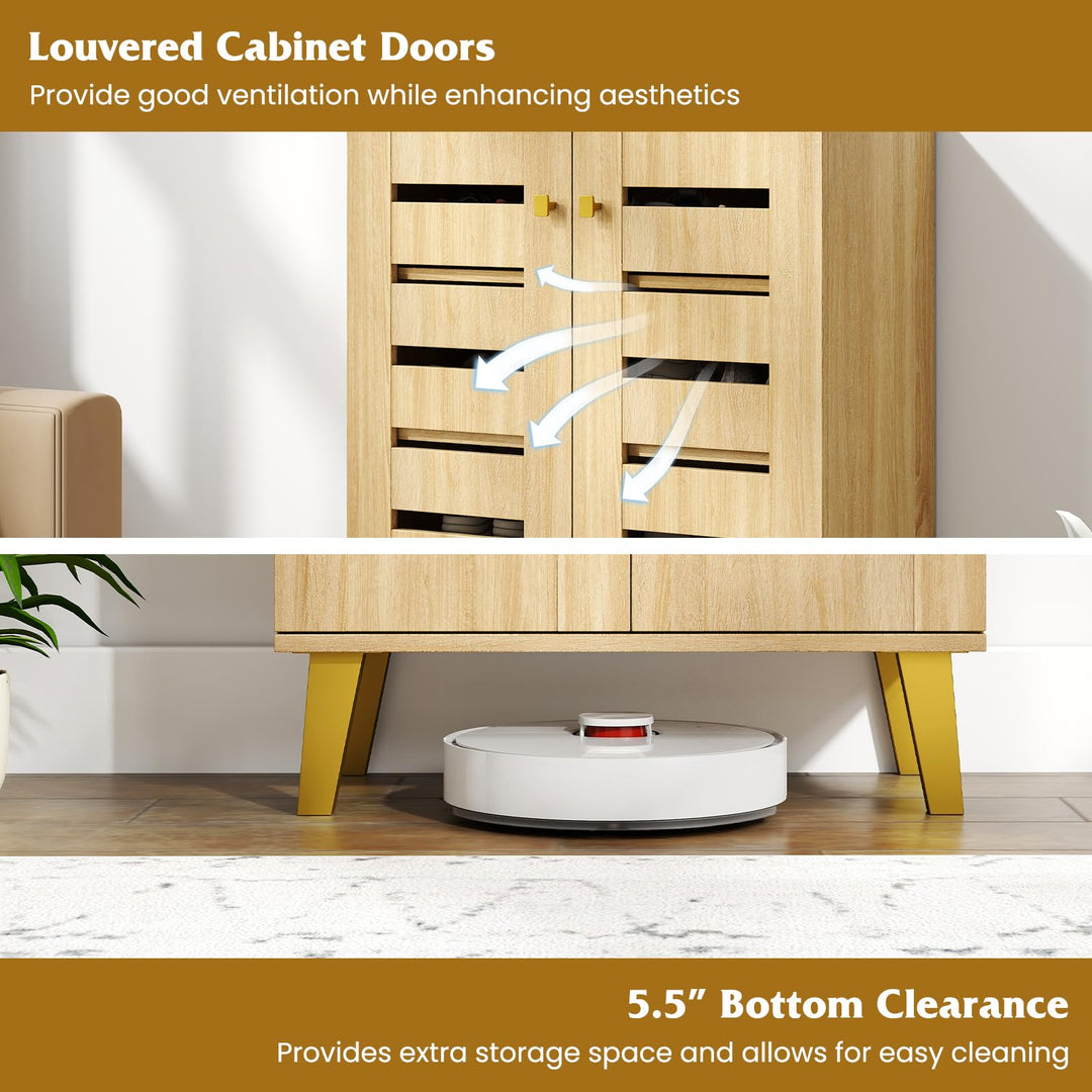 Giantex Shoe Cabinet with Doors 4-Tier Freestanding Shoe Organizer Cabinet