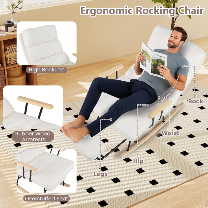 Giantex Nursery Rocking Chair Teddy Velvet Upholstered Rocking Chair