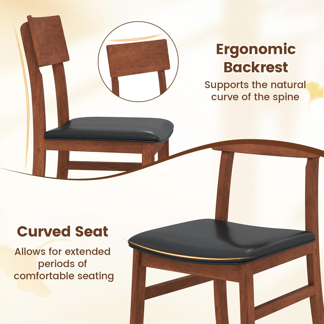 Giantex Wooden Dining Chairs Set Kitchen Side Chairs w/Rubber Wood Legs Faux Leather Upholstered Seat