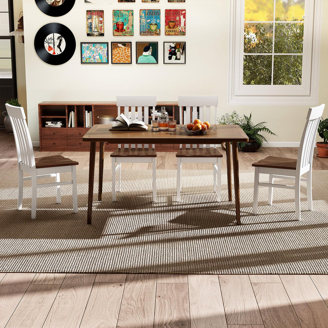 Giantex Wooden Dining Chairs Set of 2/4 with Hollowed Backrests & Rubber Wood Seats