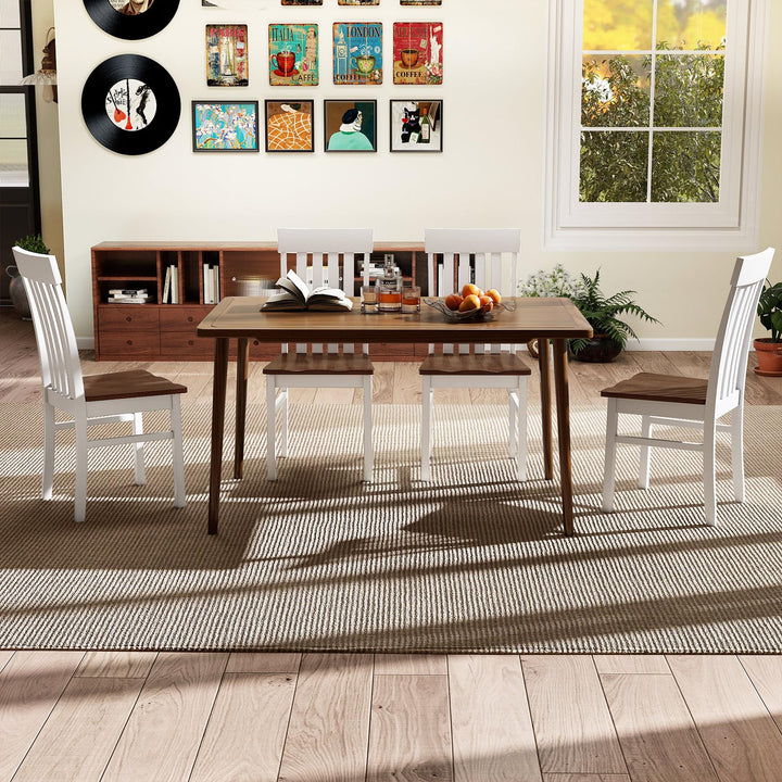 Giantex Wooden Dining Chairs Set of 2/4 with Hollowed Backrests & Rubber Wood Seats