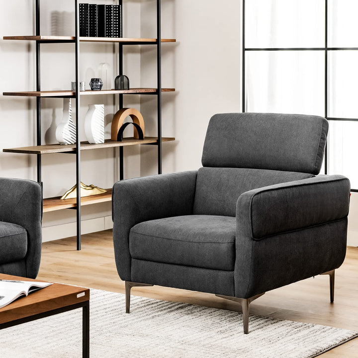 Giantex Accent Chair, Upholstered Single Sofa Chair with Adjustable Headrest