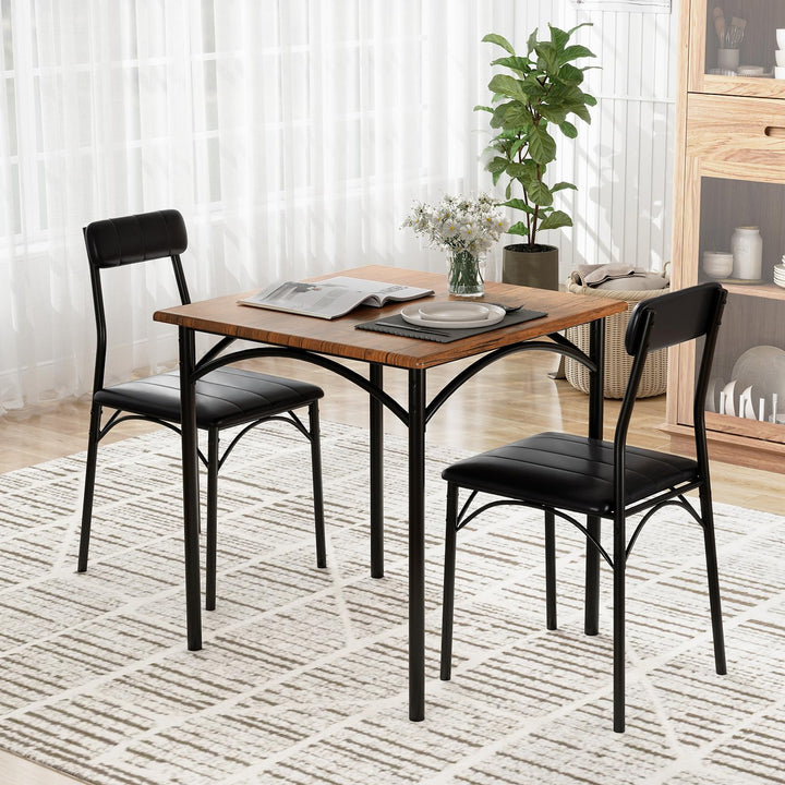 Giantex 3-Piece Dining Table Set Square Kitchen Table with 2 Upholstered Armless Chairs