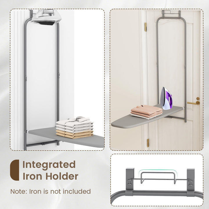 Giantex Over The Door Ironing Board with Iron Holder Space-Saving Hanging Iron Board