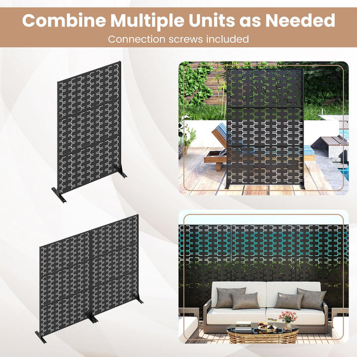 Giantex Metal Privacy Screen 72 x 48 Inch Freestanding Fence Panel Indoor Outdoor