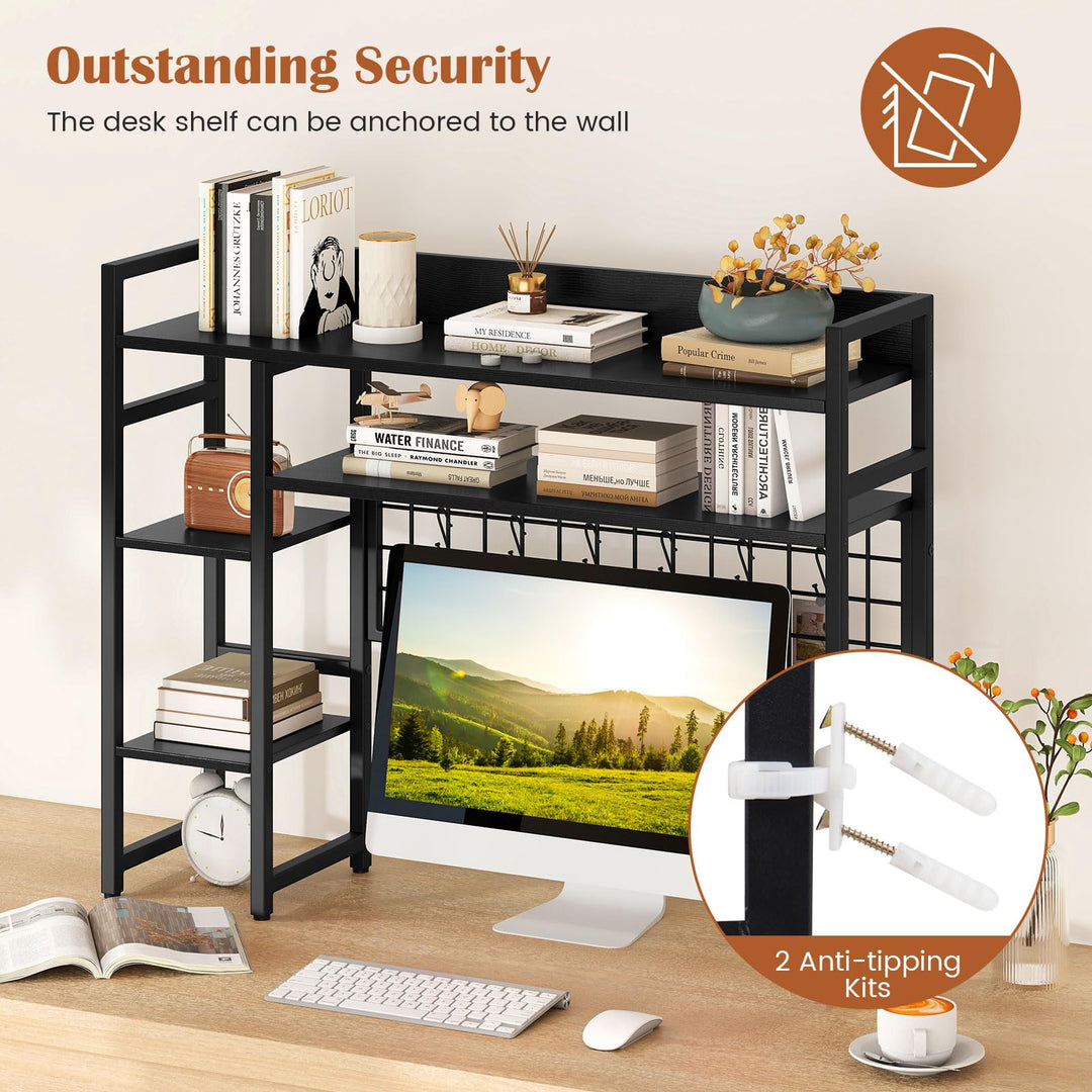 Giantex Desktop Bookshelf 37" Desk Shelf for Up to 32" Computer Monitors