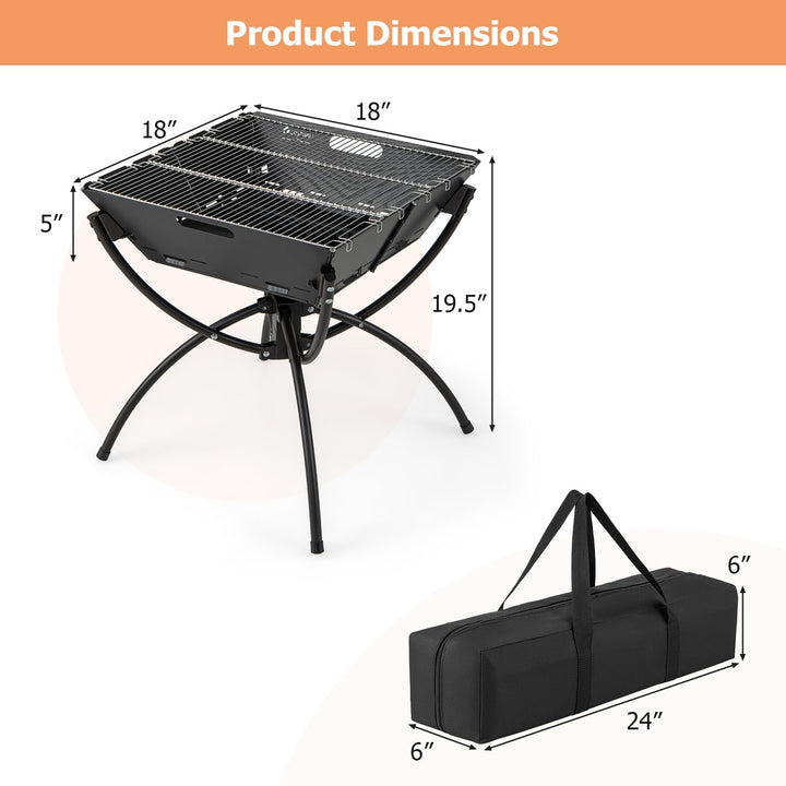 Giantex Folding Campfire Grill, Camping Fire Pit with Stainless Steel Grates, Collapsible Aluminum Legs, Carry Bag