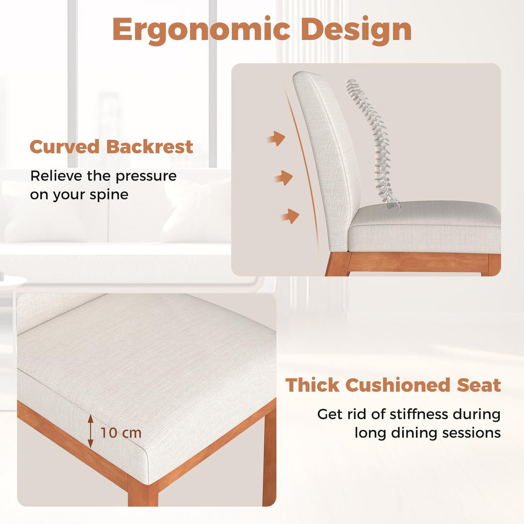 Giantex Upholstered Dining Chairs Set of 2 or 4 Kitchen Armless Side Chair w/Rubber Wood Legs