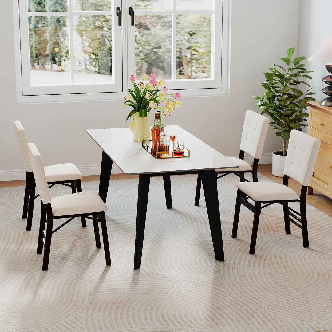 Giantex Foldable Dining Chair Set of 2/4 Armless Kitchen Chair with Padded Seat and Tilt Backrest