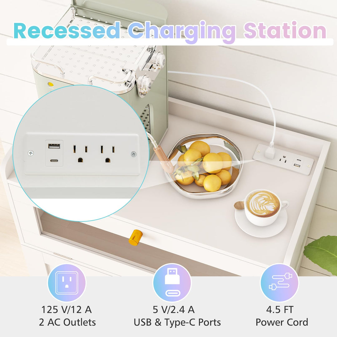 Giantex Sideboard Buffet Cabinet with LED Light Power Outlet, 2-Door Food Pantry Cabinet