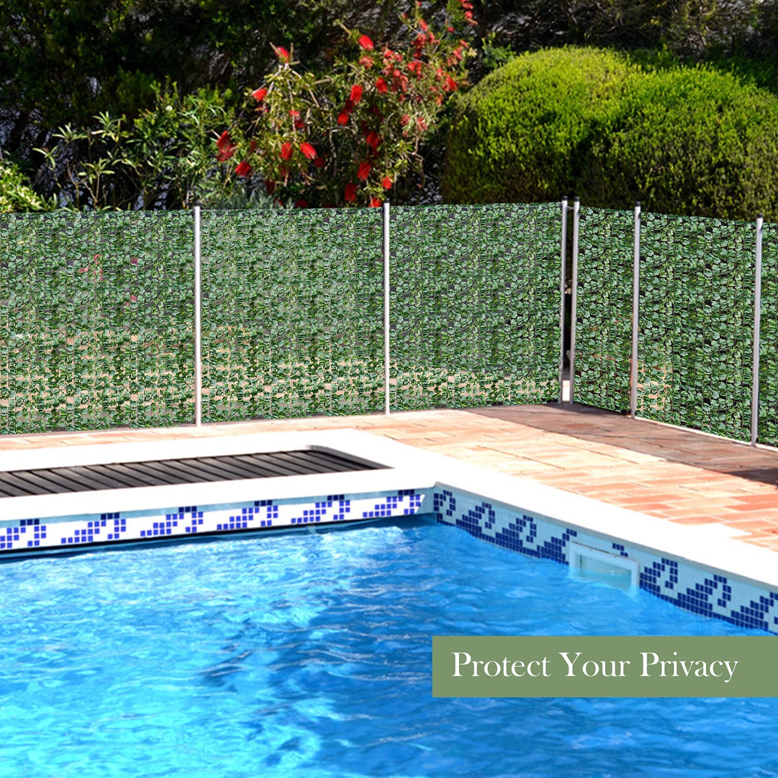 Artificial Hedges Faux Ivy Leaves Fence Decorative Trellis Privacy Fence Screen Mesh (59"x95")