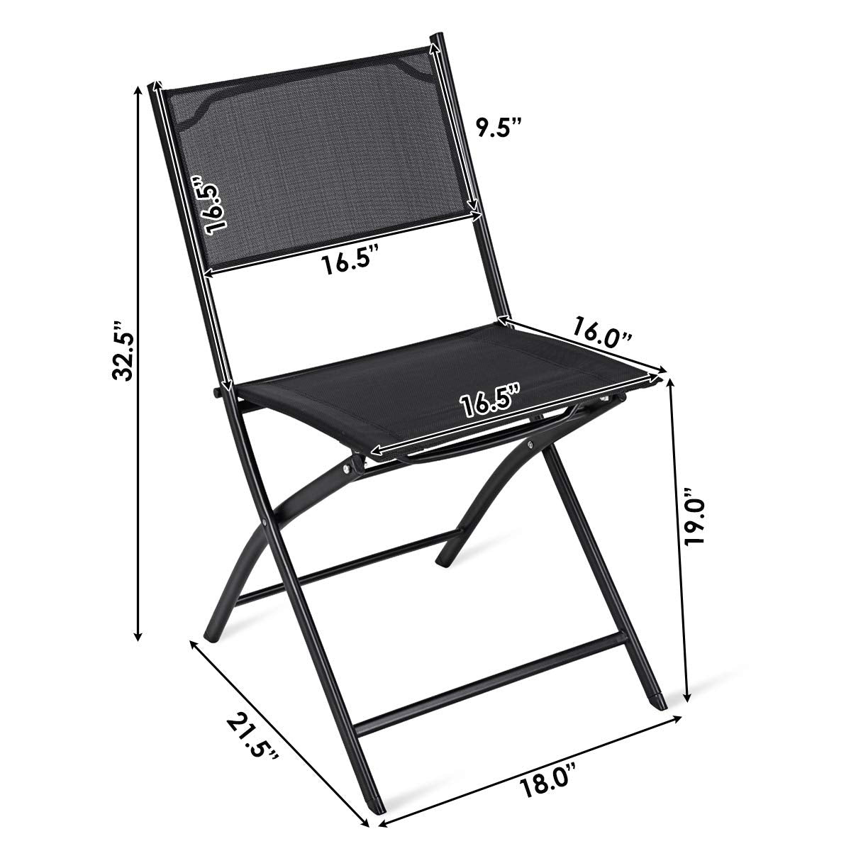 Giantex 4 PCS Folding Patio Chairs, Rust-Proof Steel Frame & Space Saving (Black)