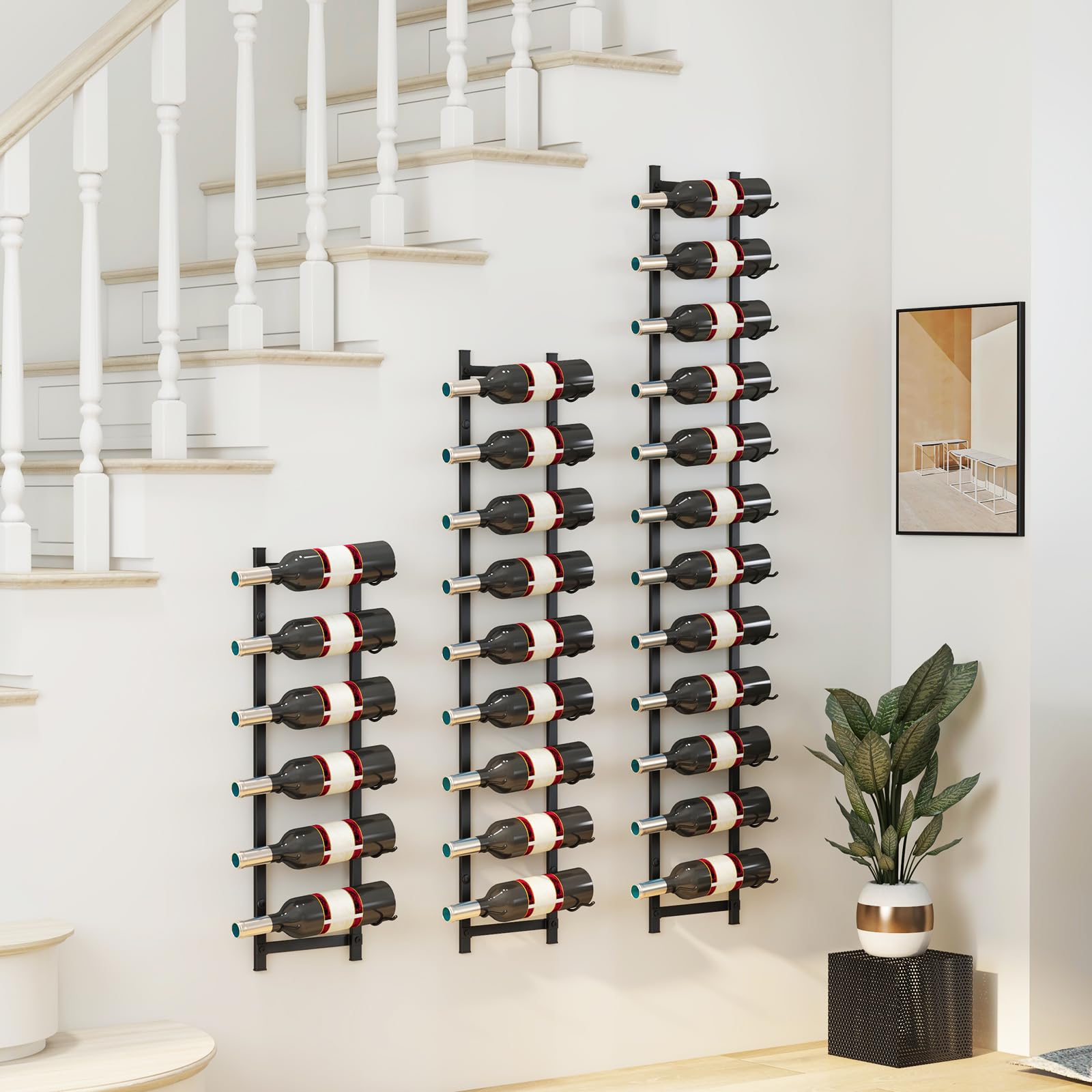 Giantex Wall Mounted Wine Rack for 9-Bottles, Metal Wall Wine Racks Organizer