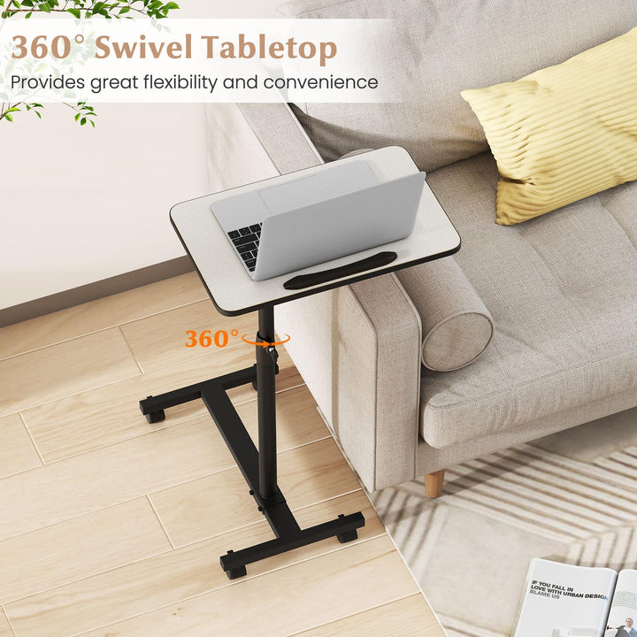 Giantex Overbed Table with Wheels Medical Adjustable Bedside Table