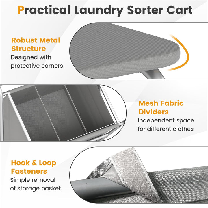 Giantex Laundry Sorter with Foldable Ironing Board 3 Section Tilt Out Laundry Hamper with Removable Bags