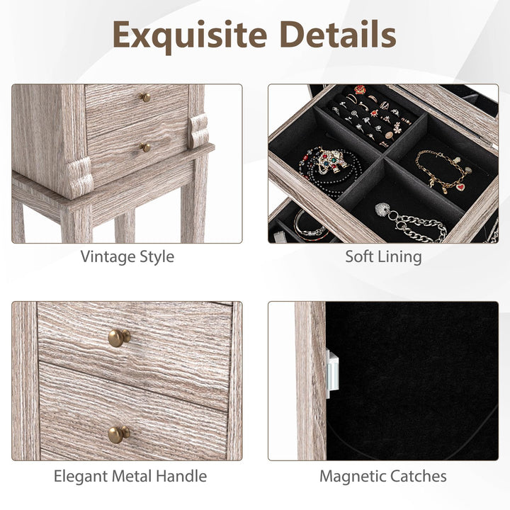 Giantex Jewelry Cabinet Armoire with Flip Top Mirror