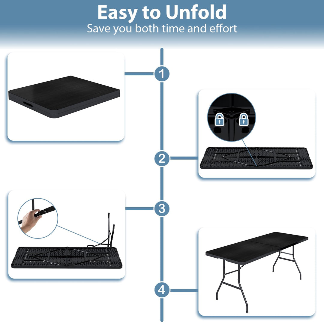 Giantex Folding Picnic Table 6FT Portable Foldable Tables for Party BBQ Metal Legs