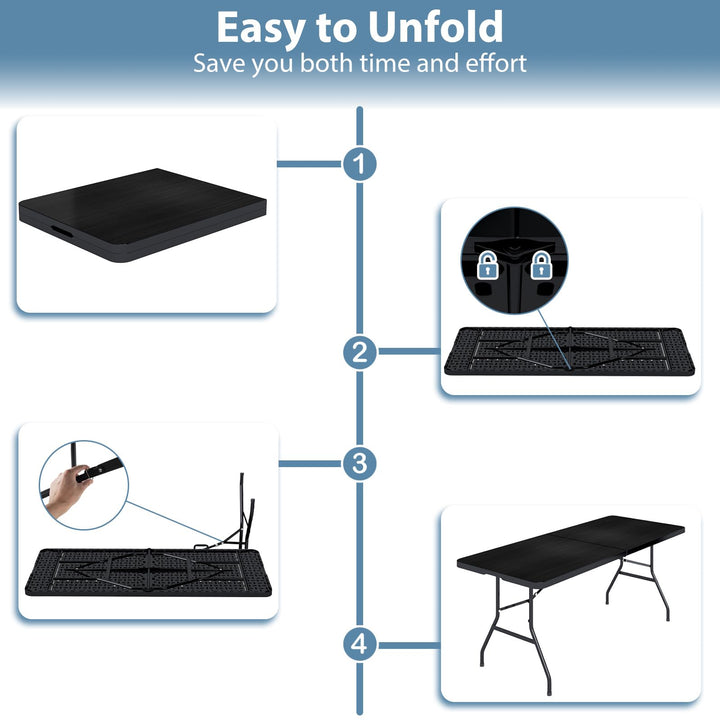Giantex Folding Picnic Table 6FT Portable Foldable Tables for Party BBQ Metal Legs