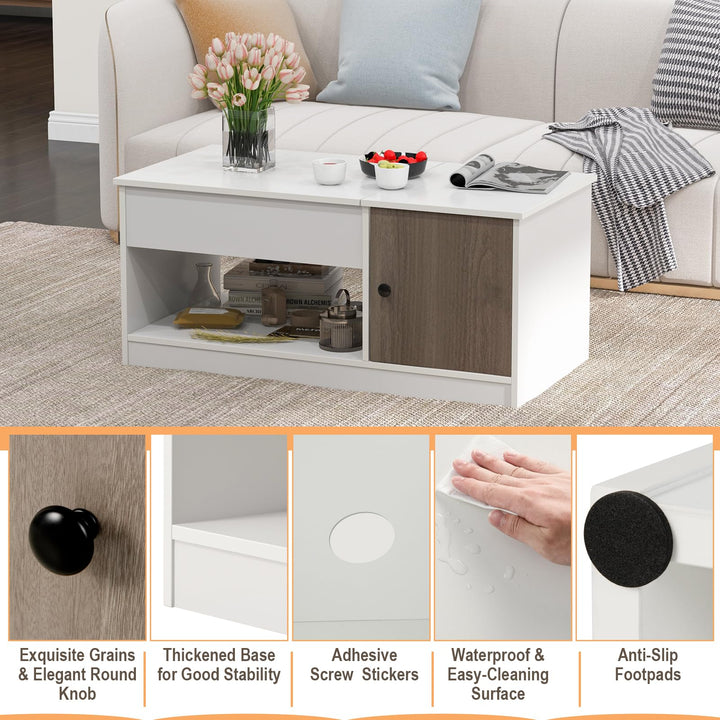 Giantex Lift-Top Coffee Table, Modern Center Table w/Lift Tabletop, Open & Hideaway Compartments