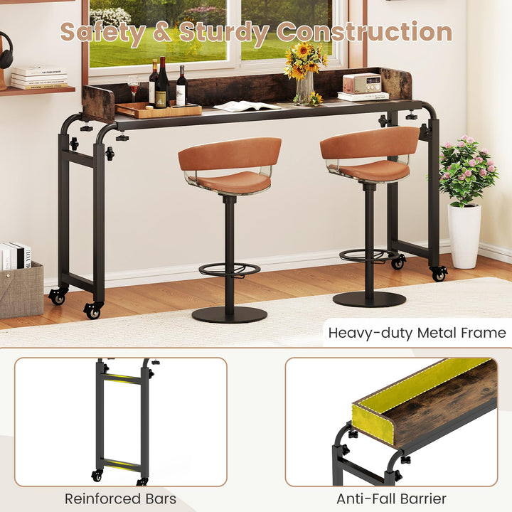 Giantex Overbed Table with Wheels 81" Queen Size Bed Desk with Adjustable Height and Length