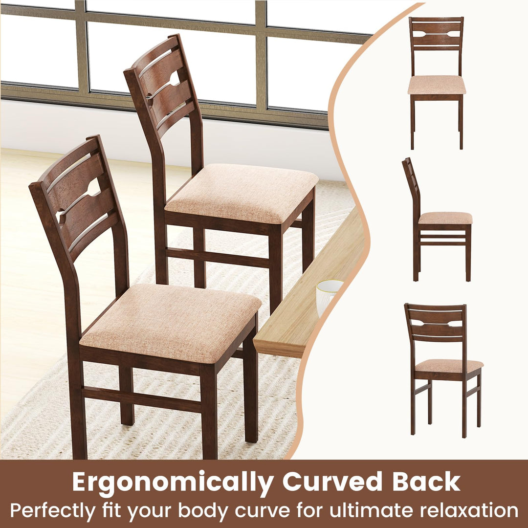 Giantex Wooden Dining Chairs Set of 2/4 Fabric Upholstered Kitchen Armless Chairs
