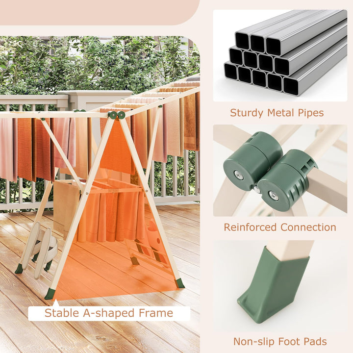 Giantex 72.5 Inches Clothes Drying Rack with Height Adjustable Wings