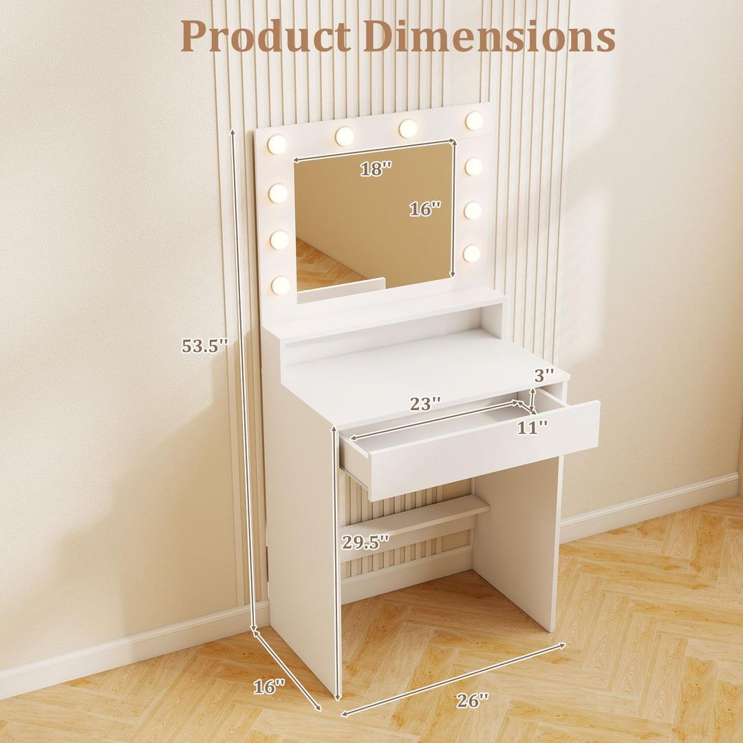 White Makeup Vanity Table with Charging Station