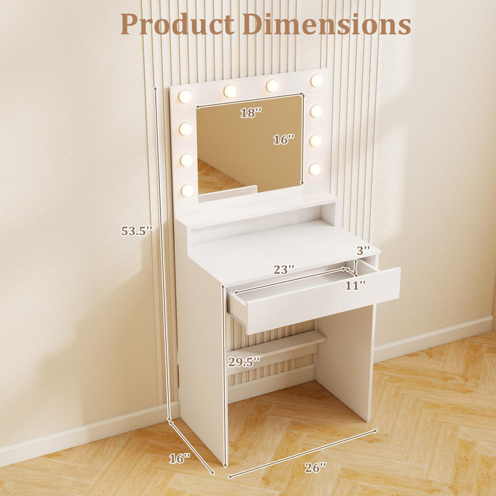 White Makeup Vanity Table with Charging Station