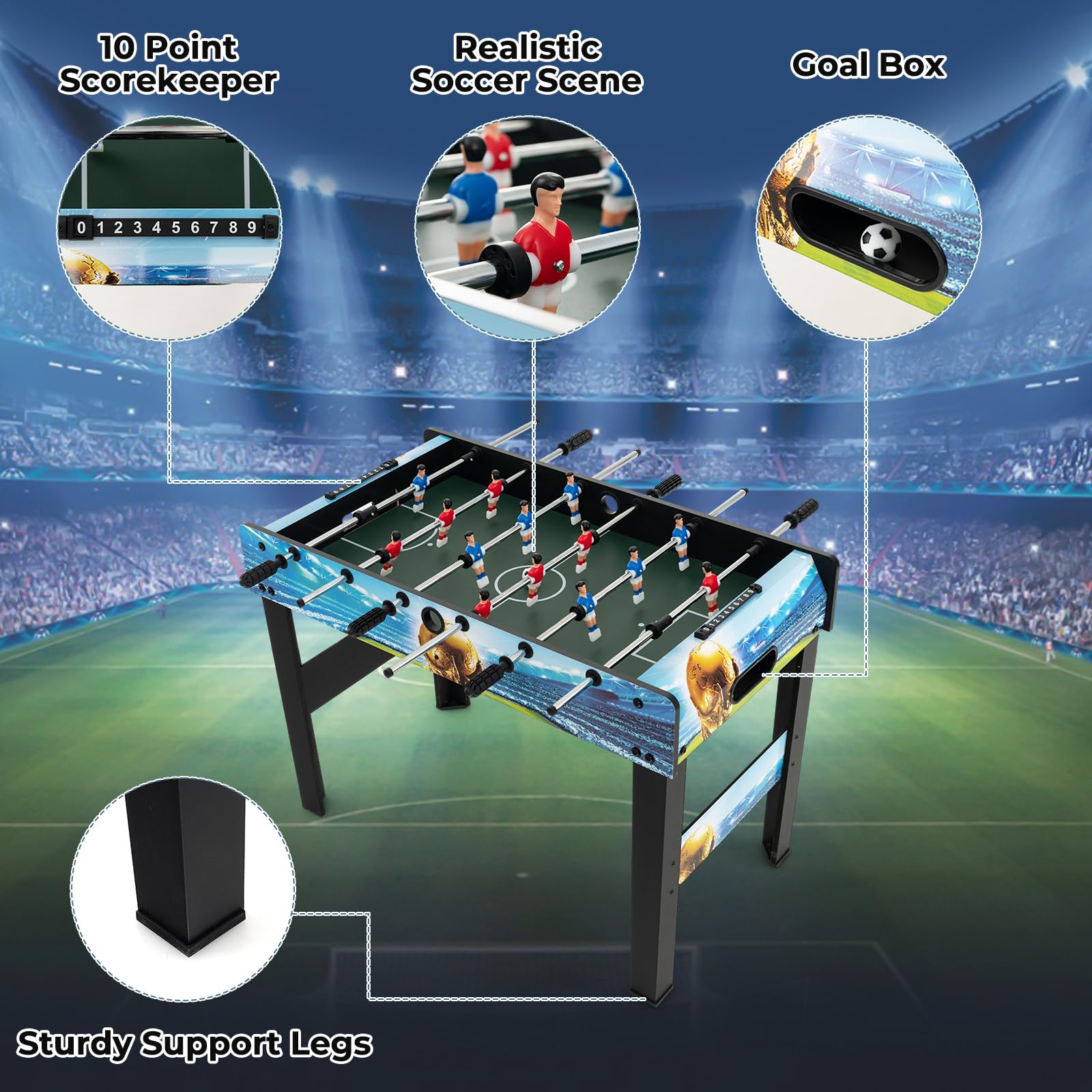 Giantex Foosball Table, 37" Foosball Table Adult Size, with 2 Balls, Score Keeper, Removable Legs