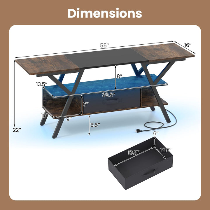 Giantex TV Stand with Power Outlets for 55-65 Inch TV