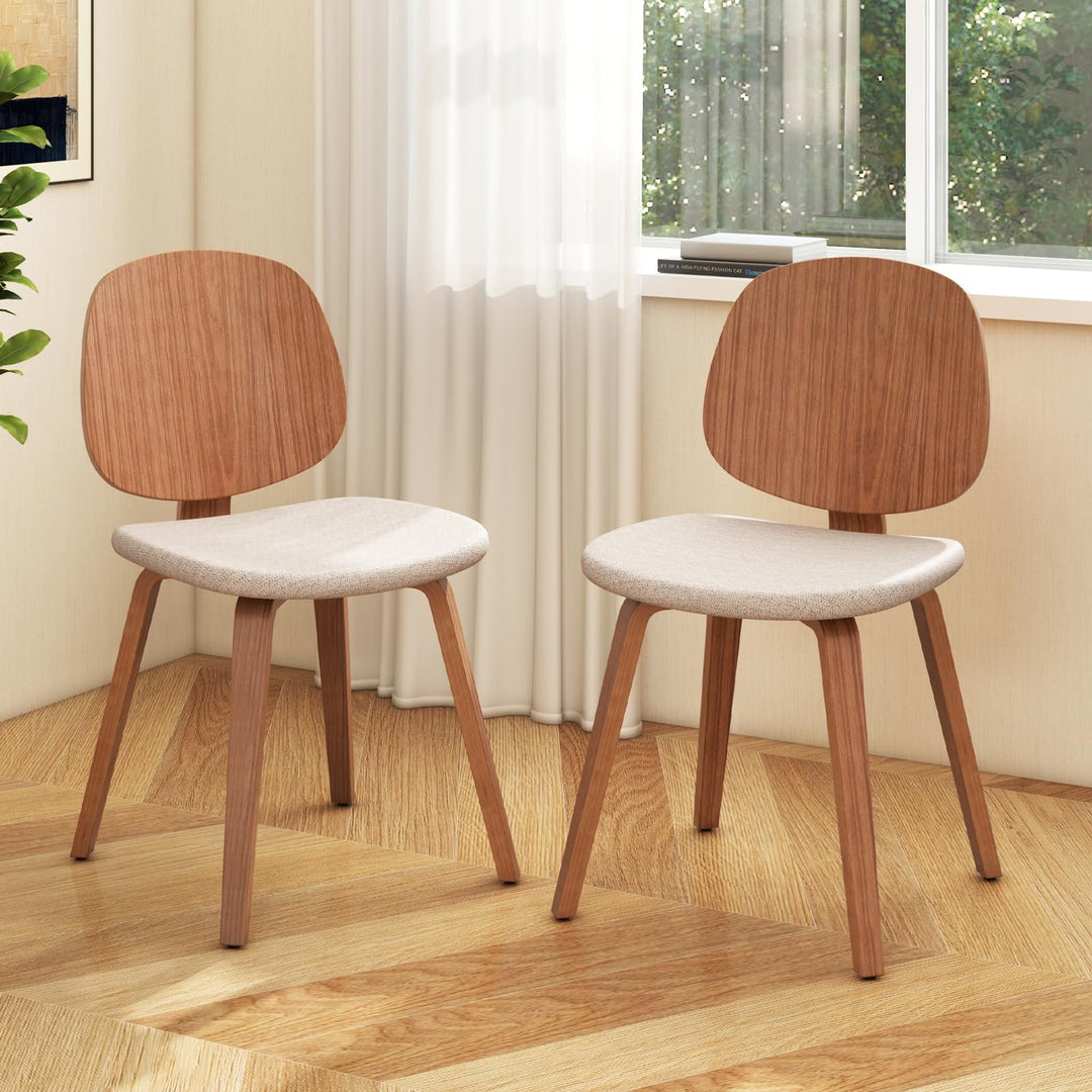 Giantex Wooden Dining Chairs Set of 2/4 Chenille Fabric Upholstered Kitchen Chair w/Bentwood Frame