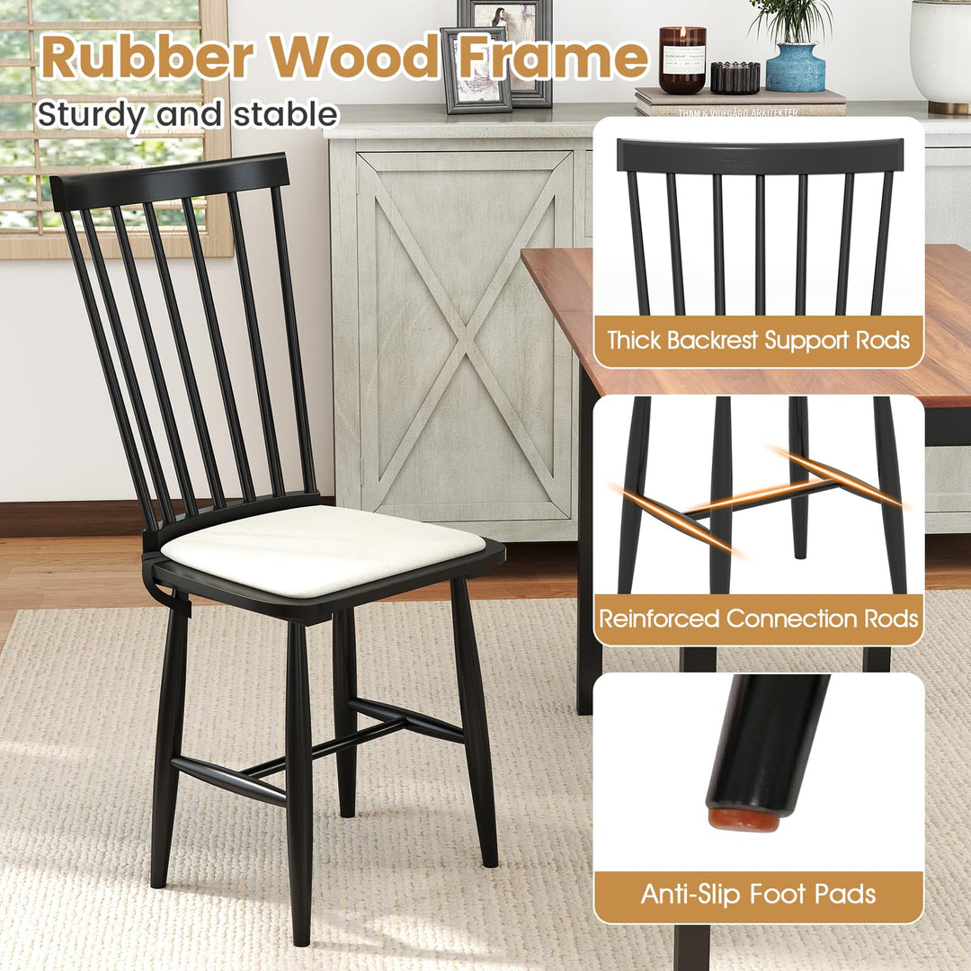 Giantex Windsor Dining Chairs Set of 2/4 Farmhouse Wooden Kitchen Chair