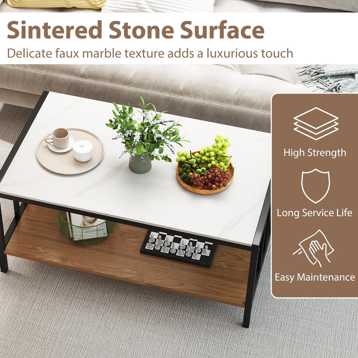 Giantex 2 Tier Coffee Table with Storage for Living Room