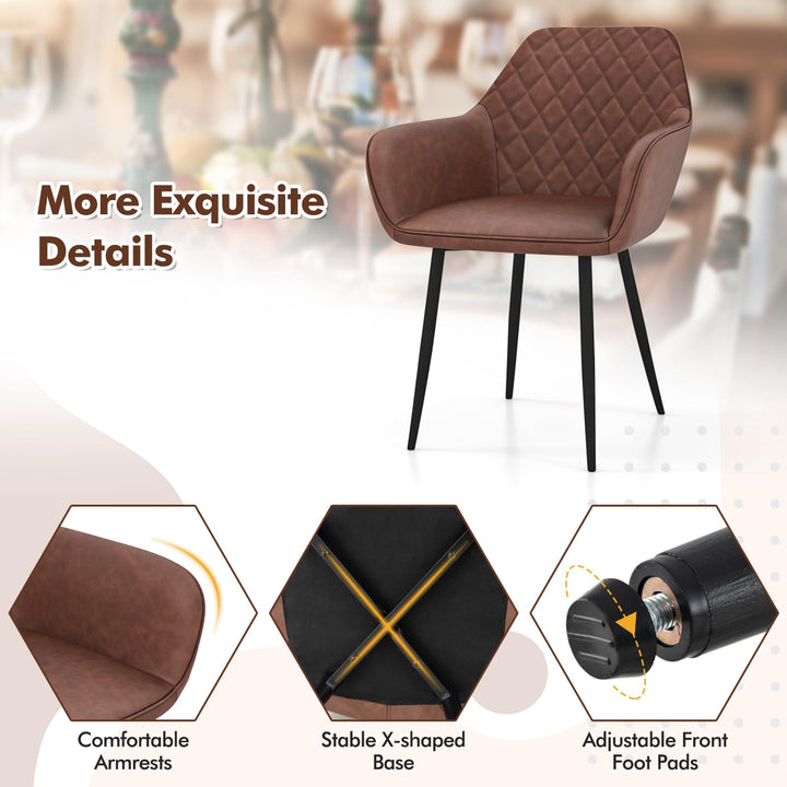Giantex Mid Century Modern Dining Chairs Set of 2/4, Upholstered Accent Chairs w/Curved Backrest, Wide Seat & Armrests