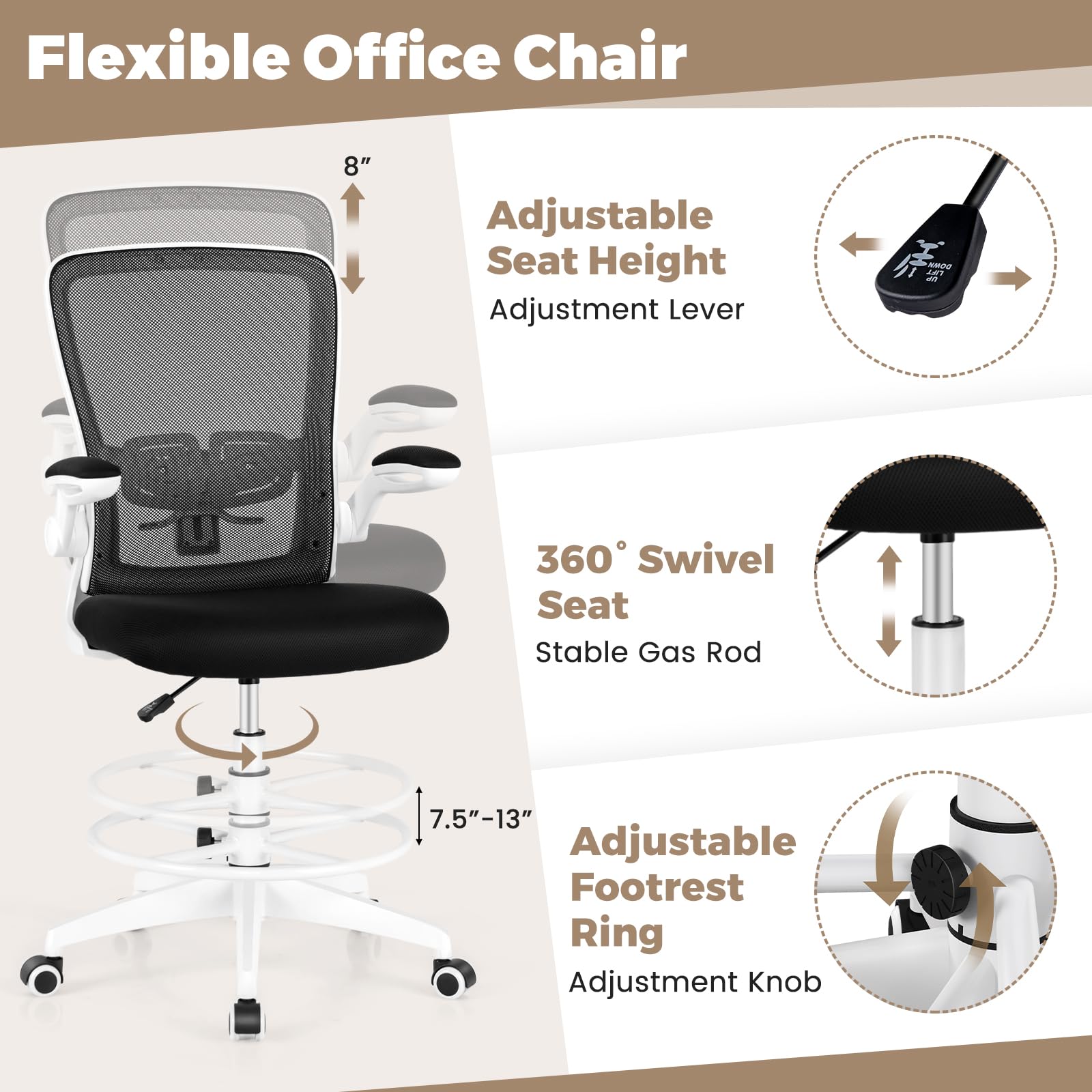 Drafting Chair High Back Office Chairs