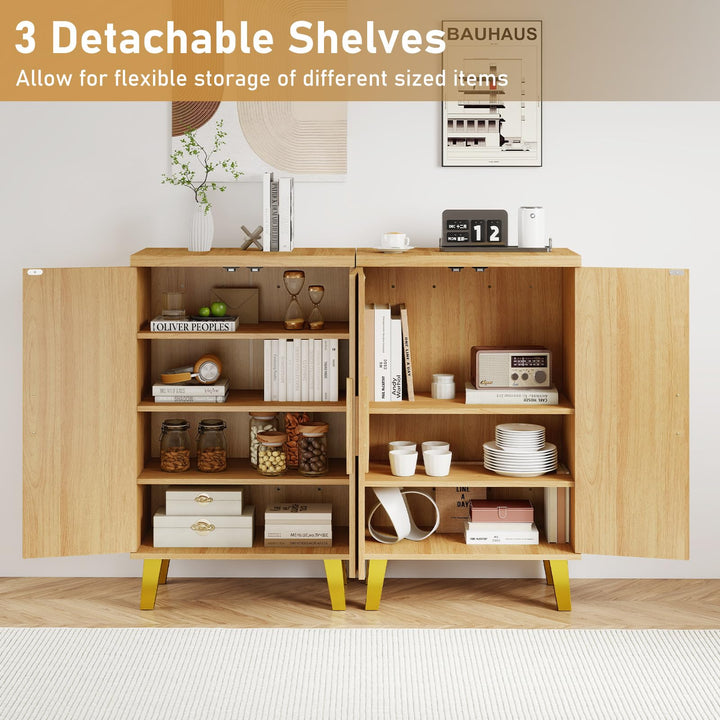 Giantex Sideboard Buffet Cabinet, Kitchen Storage Cabinet with Double Doors & Removable Shelves (Natural Oak,1)