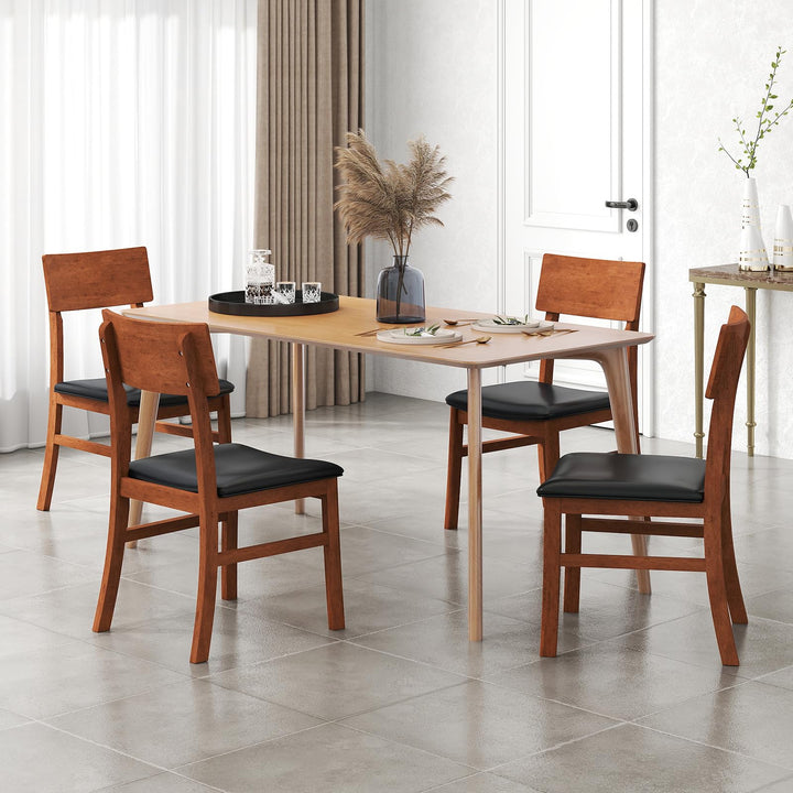 Giantex Wooden Dining Chairs Set Kitchen Side Chairs w/Rubber Wood Legs Faux Leather Upholstered Seat