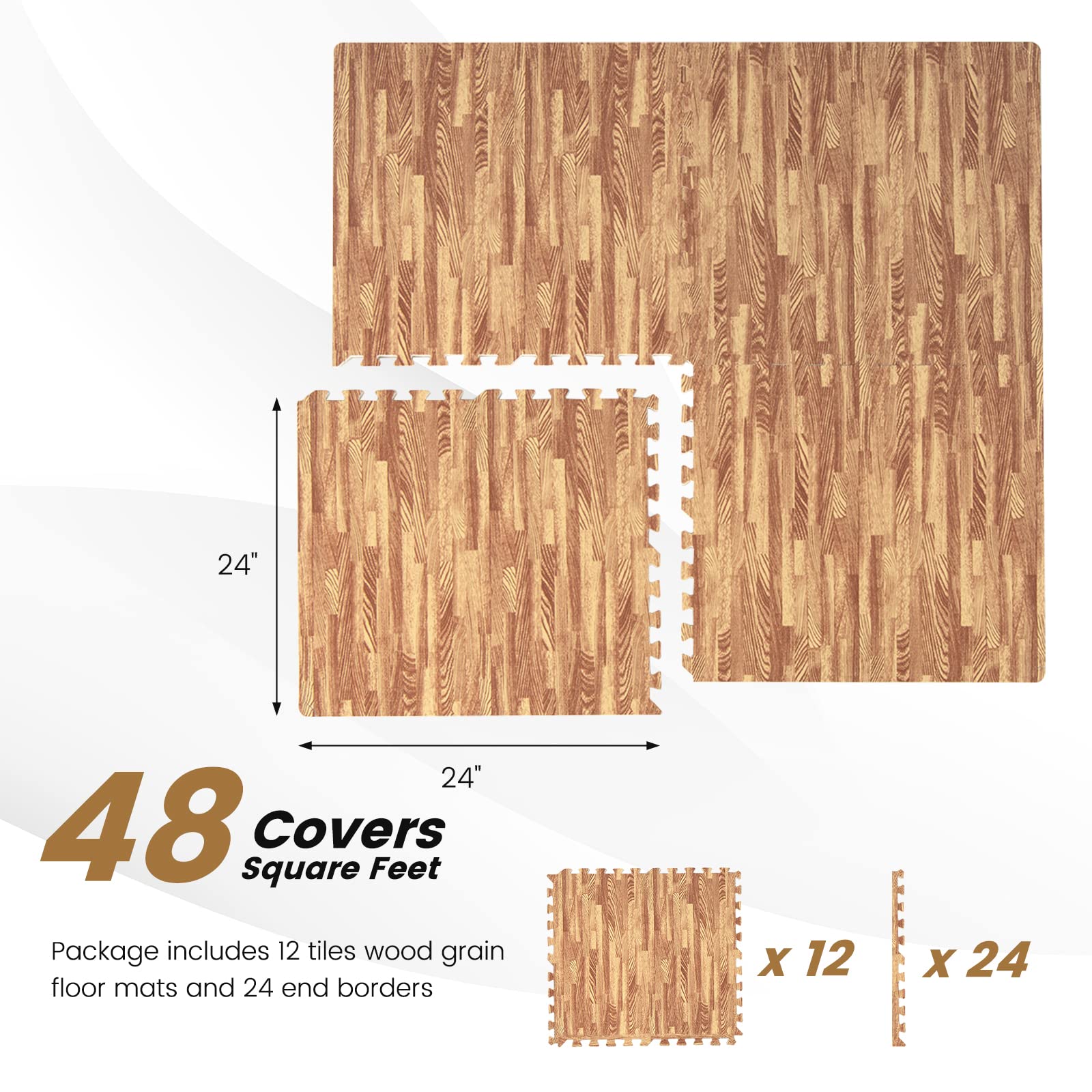 Giantex Foam Floor Tiles, 12 pcs Interlocking Foam Tiles with 24 Edge Pieces