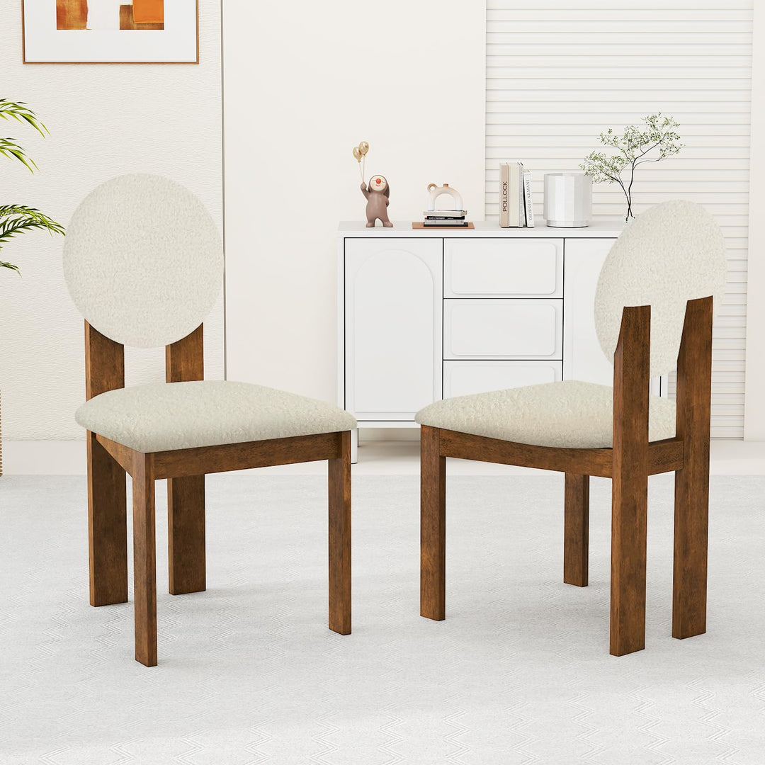 Giantex Sherpa Dining Chairs Set of 2/4 Mid Century Modern Kitchen Chairs w/Rubber Wood Legs