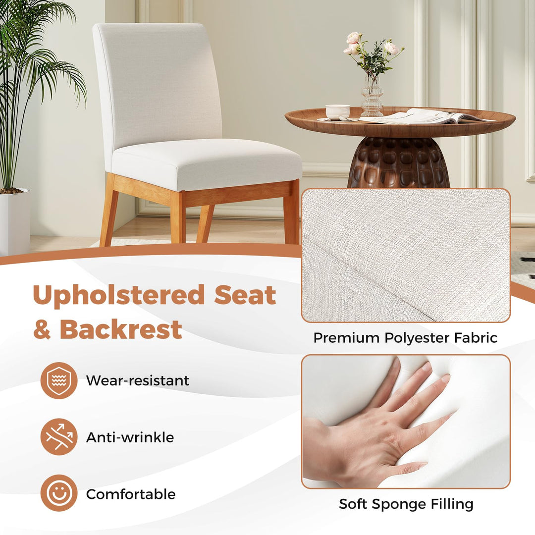 Giantex Upholstered Dining Chairs Set of 2 or 4 Kitchen Armless Side Chair w/Rubber Wood Legs