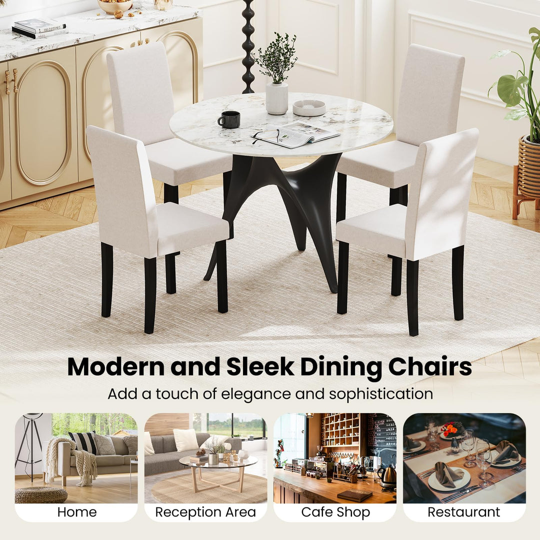 Giantex Upholstered Dining Chair Set of 2/4 Mid Century Modern Fabric Kitchen Chairs with Thick Padded Seat